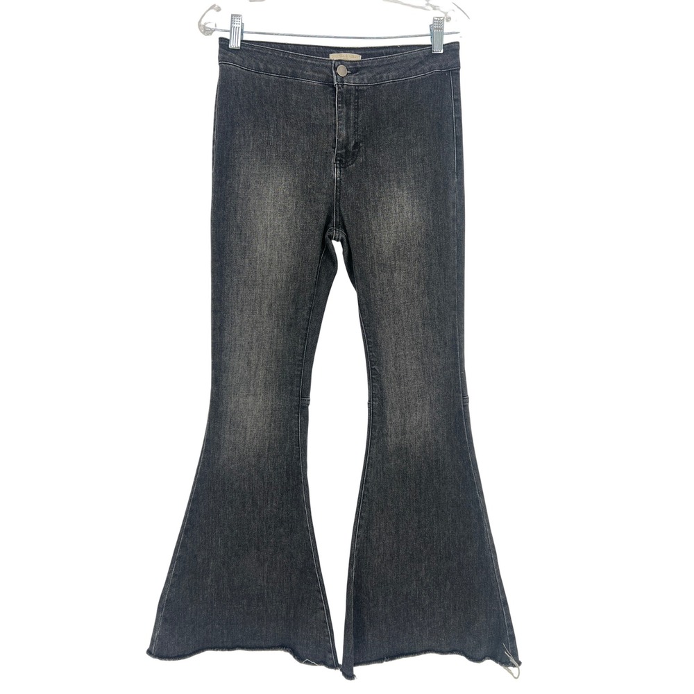 Chelsea & Violet Flare Jeans Girls 16 Black Faded Bell Bottom Retro Denim